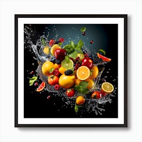 Fruit Splashing In Water 2 Art Print