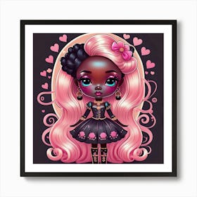 Black Girl With Pink Hair Art Print