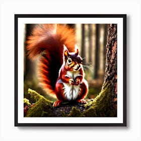 Red Squirrel In The Forest 4 Art Print