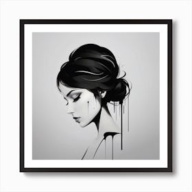 Girl With Dripping Hair Art Print