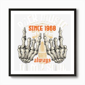 1968 Rock Music Lover Skeleton Hands Rock On Birthday Day Art Print