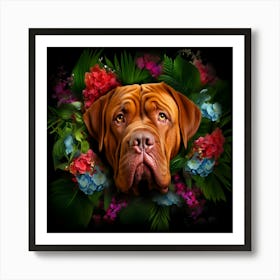 Flower Dog Bordeaux Mastiff Poster