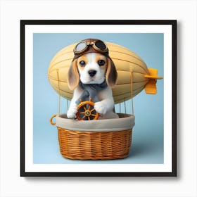 Beagle In Hot Air Balloon~Reimagined Art Print