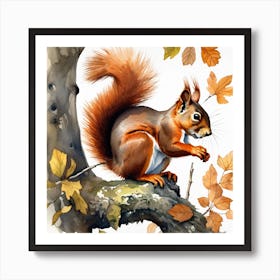 Squirrel In Autumn 12 Art Print