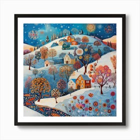 Winter Village 1 Art Print