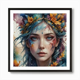 Girl With Blue Hair 3 Art Print