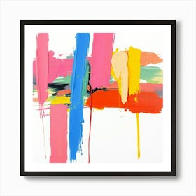 Bold Acrylic Painting, Strong Hard Light Vertical Paint Strokes, Light Background, Mixed Colors, Smooth Brush Texture, Direct Harsh Shadows, Vibrant Colors, Textured Brushstrokes Art Print