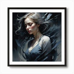 Girl With Long Hair Art Print