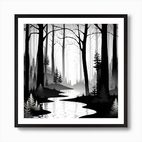 Black And White Forest, black and white art Art Print