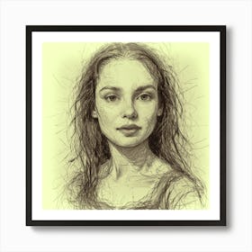 Portrait Of A Young Woman "Scribbles" Art Print