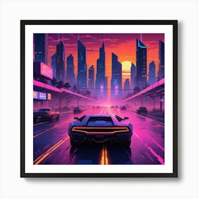 Digital Painting Cinematic Photograph Of Sunset Art Print