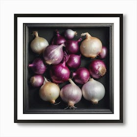 Onion Framed In A Black Frame Art Print