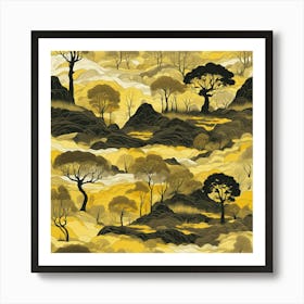 landscape in yellow and black Art Print