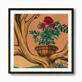 Roses In A Basket 2 Art Print