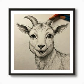 Goat Drawing 11 Art Print