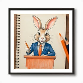 Rabbit At The Podium Art Print