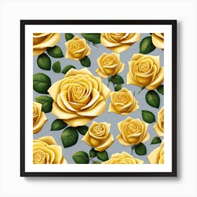 Yellow Roses Seamless Pattern 3 Art Print