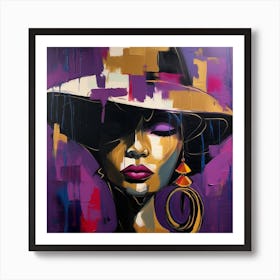 Woman In Purple Hat Art Print