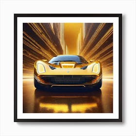 Golden Ferrari 2 Art Print