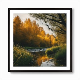 Autumn Trees In A Stream Art Print