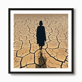 Man Walking In A Dry Field Art Print