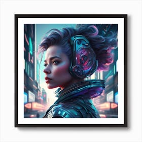 Futuristic Girl Art Print