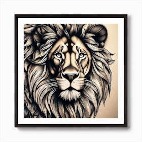 Lion Tattoo 2 Art Print