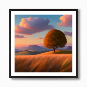 Lone Tree In A Field Art Print