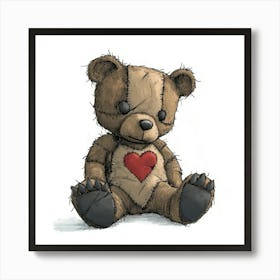 Heart Teddy Bear Art Print