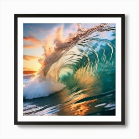 Sunset Ocean Wave Art Print