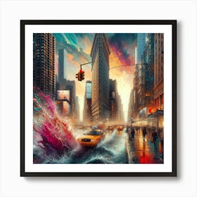 NYC Water Rain Art Print