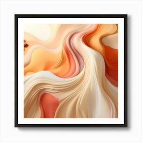 Abstract Swirling Pattern Of Orange Beige And White Hues Resembling Flowing Fabric Or Sand Dunes A Small Pile Of Oran Art Print