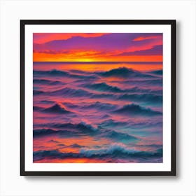 Sunset In The Ocean Art Print