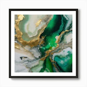 Luxury Abstract Emerald And Gold Marble Art Print