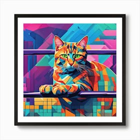 Cat On A Railing Art Print