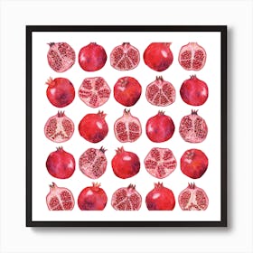 Repeat Pattern Pomegranate Square Art Print