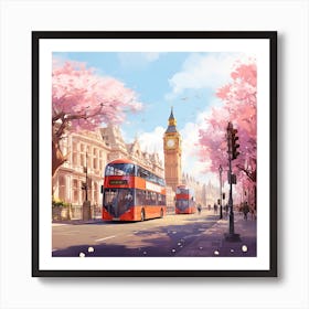 London Cherry Blossoms Art Print