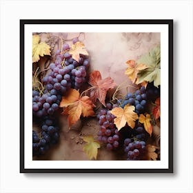 Grapes And Leaves 1 Art Print