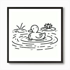 Line Art duck 2 Art Print