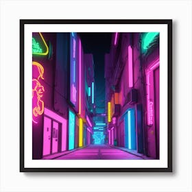 A Neon Soaked Alleyway Art Print