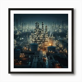 Industrial City At Night Art Print
