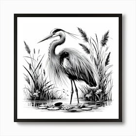 Illustration Heron 3 Art Print