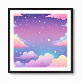 Sky With Twinkling Stars In Pastel Colors Square Composition 240 Art Print