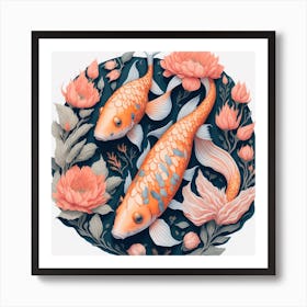 Koi Fish Watercolor Painting (6) Art Print