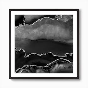 Black & Silver Agate Texture 02 Art Print