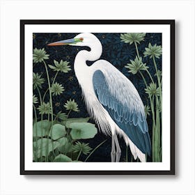 Ohara Koson Inspired Bird Painting Great Blue Heron 4 Square Art Print