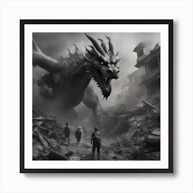 Black And White Dragon Art Print