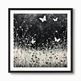 Black And White Butterfly Painting Art Print