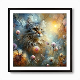 Cat In The Meadow 1 Art Print