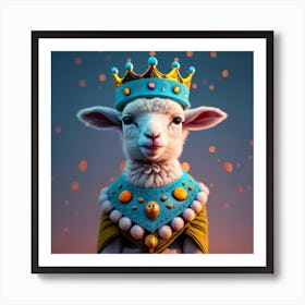 3d Hd A Lamb Wearing A Crown Colores Super Bril Art Print